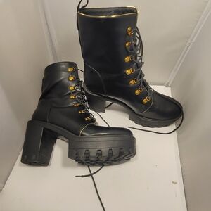 Black and Gold Heeled Boots